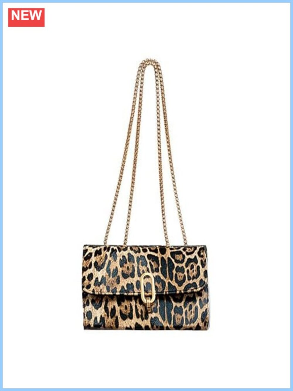 PU Leather Leopard Evening Clutch with Metal Chain Strap for Party Prom Wedding